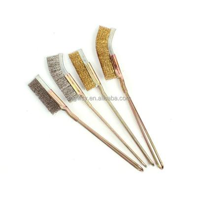 China Factory direct sale viable stainless steel wire brass wire knife brush with steel handle for sale