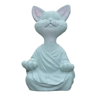 China Handmade Funny Statues Meditating Cat Garden Animal Meditating Garden Decorations Animal Statue for sale