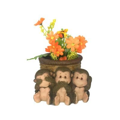 China Europe garden decoration designer garden decoration for flower pots home planters garden monkey resin crafts for sale