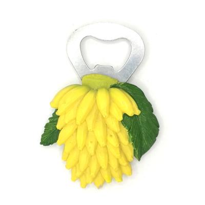 China Shape Banana Shape Fridge Magnet Polyresin Fridge Magnet Bottle Opener Fruit 3d Fridge Magnet for sale