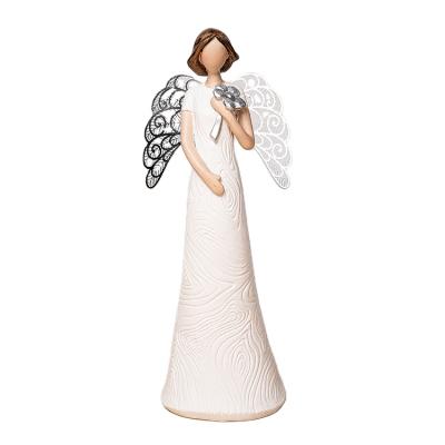 China Europe Metal Wings Angel Wings Keyring Vlone Palm White Angels Wall Sculpture Angel Holding Flowers 3d for sale