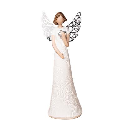 China Europe Metal Wings White Sculptures Angel Blanco Plam Angels in Angel Star Modern Home Interior for sale