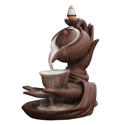 China China Ceramic Smoke Backflow Censer with Lamp Zen Decor Incense Dwaterfall Backflow Censer for sale