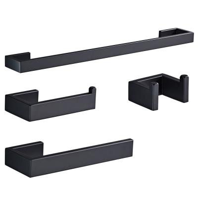 China Modern 2022 latest 4-piece bathroom hardware set matte black towel rack set for sale