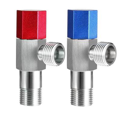 China Home Kitchen Custom Red-Blue Hexagonal triangle valve Pure Copper Hot-Cold Universal Angle Valve for sale