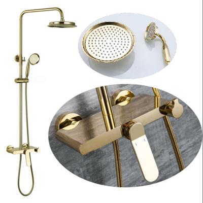 China With Slide Bar High standard brass bathroom shower 3 function noble gold bathroom shower for sale