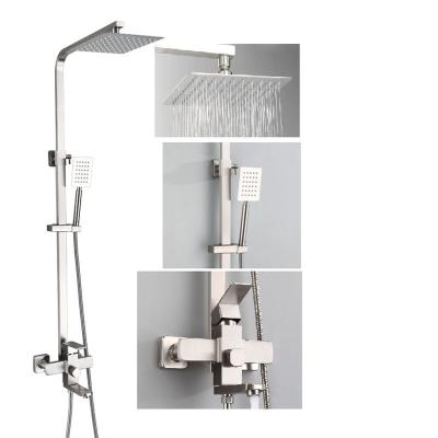 China With Slide Bar 304 stainless steel shower head set square shower faucet bathtub faucet for sale