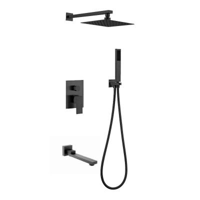 China Without Slide Bar China wholesale high quality bathroom black brass hidden shower faucet combination for sale