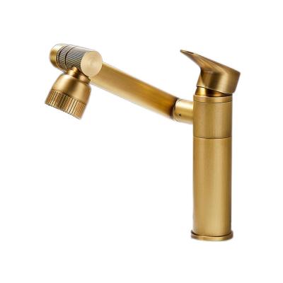 China Metered Faucets European antique brushed brass basin faucet retro light luxury gold brushed sink basin washbasin faucet for sale