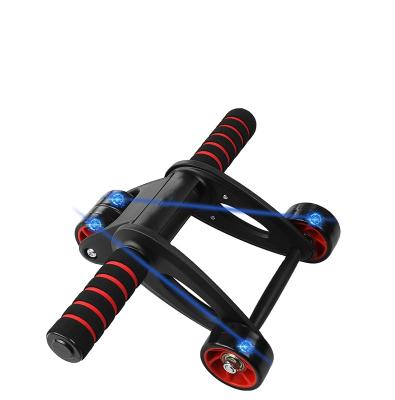 China Gym Equipment Trainer 4 Wheel Ab Wheel Folding Roller New Design Abdominal Workout Exerciser With Knee Mat for sale