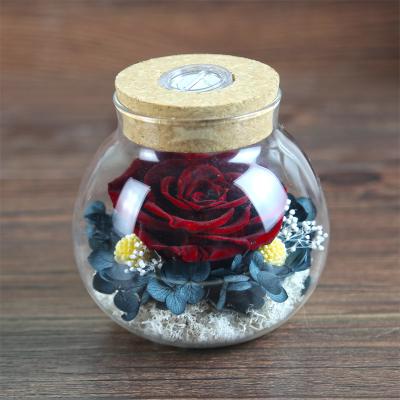 China Wholesale Natural Rose Luminous Seven Colors Light Eternal Drifting Flower Wishing Bottle Gift for sale