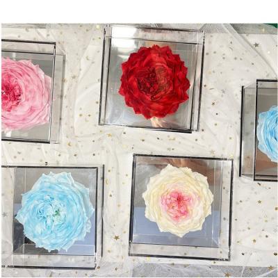 China 2022 New Flower Design Natural Acrylic Box Preserved Flower Mirror Box For Valentine's Day Gifts for sale