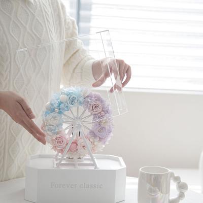 China Durable Newcomer Acrylic Boxes For Roses Preserved Flower Ferris Wheel Sound For Gift for sale