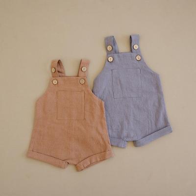 China Spandex/Cotton Cotton Canvas Baby Boy Organic Shorts Overall Casual Plus Size Overalls Playsuits Manufacturer Loungewear Unisex Baby Suspender Romper for sale