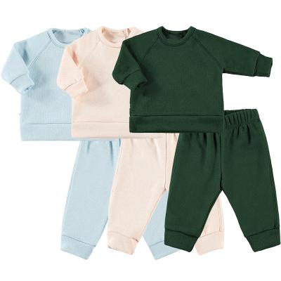 China Casual Custom Toddler Sweatsuit Kids Oversized Cotton Jumper Sweat Track Jogger Pant 2Pcs Simple Sweatshirts Loungewear Custom Made Baby Set for sale