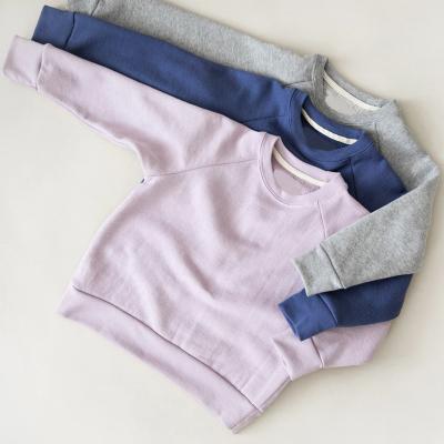 China French Terry Girls Kids Casual Crewneck Jumper Manufacturer Sweatshirt Relaxed Fit Raglan Sleeve Cotton Anti-Shrink Custom Pullover for sale