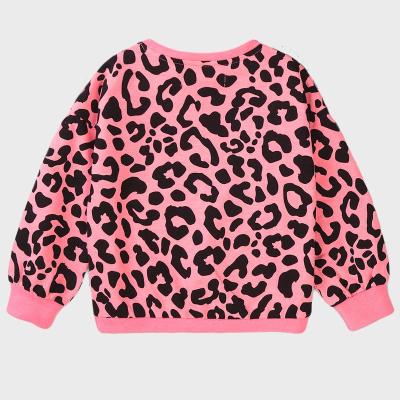 China Kids French Terry Polka Dot Oversized Sweater Baby Girl Leopard Drop Shoulder Sweatshirt Crewneck Cotton Breathable Jumpers Pullovers for sale