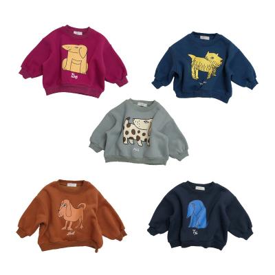 China Oversized Baby Girl Sweater Sweater Pullover Print Drop Shoulder Crewneck Baby Thick Animal Cotton Anti-Shrink Shear Pullover for sale