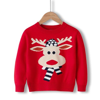 China Fashion Winter Breathable Thick Long Sleeve Pullover Knitted Christmas Sweater For Kids for sale