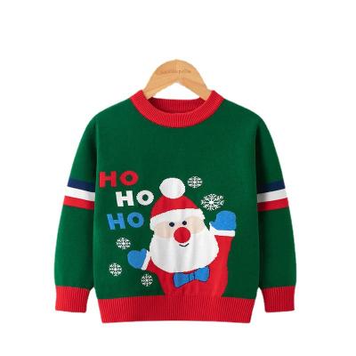 China 2021 Breathable Autumn Winter Santa Claus Knitted Round Neck Cotton Pullover Sweater For Kids for sale