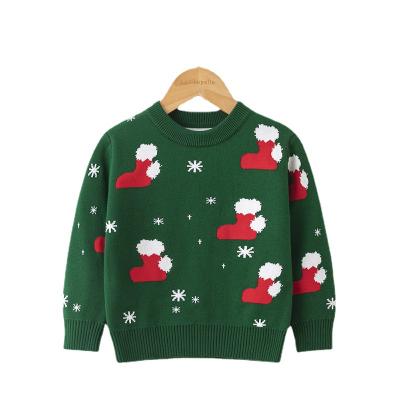 China Wholesale Breathable Autumn Winter New Christmas Sock Knitted Red Green Pullover Sweater For Kids for sale