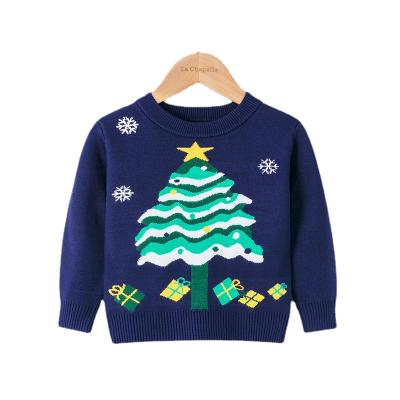 China Fashion Breathable Christmas Tree Snow Gift Knitted Sweater Long Sleeve Pullover For Kids for sale