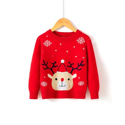 China 2021 Anti-wrinkle Christmas cute elk round neck knitted warm sweater pullover for kids for sale