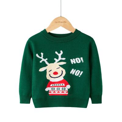 China Breathable 2022 New Design Pullover Round Neck Long Sleeve Cartoon Knitted Sweater For Kids for sale