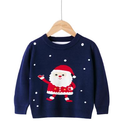 China Autumn Winter Cartoon Cute Santa 2021 Breathable Claus Long Sleeve Knitted Sweater for Kids for sale