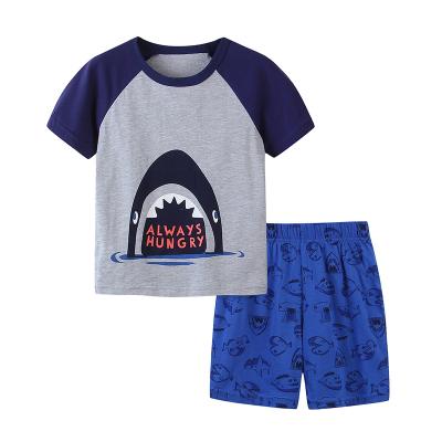 China 100% Cotton Children Summer Breathable Pants Boy Unisex T-shirt Shorts 2 Pcs Sets for sale