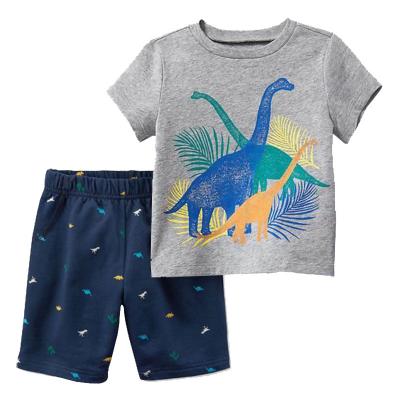 China Manufacturers Wholesale Pure Cotton Kids Breathable Short Sleeve Casual Suit for sale