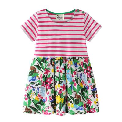 China Breathable Baby Clothing Girls Casual Dresses Stripe Skirt Summer Child Joint Lightweight Clothing for sale