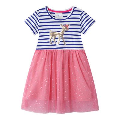 China Breathable baby clothing boutique summer patchwork gauze skirt fairy blue cotton 2-7 years old baby dress for sale