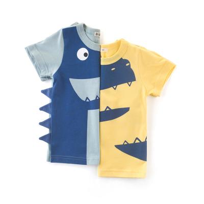 China Viable Hot Sale Children's Cotton Fabric Shark Print Short Sleeve T-Shirt For Boys for sale