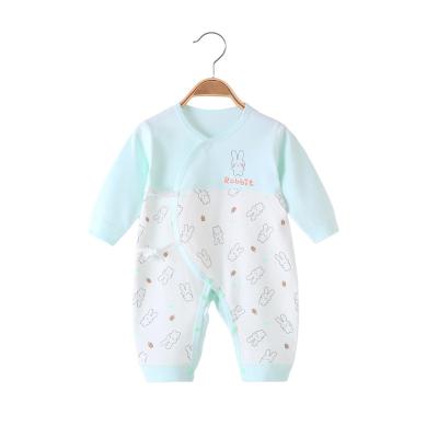 China 2022 New Breathable Baby Rompers Clothes Plain Unisex 100% Organic Baby Boys Girls Cotton Footed Rompers for sale