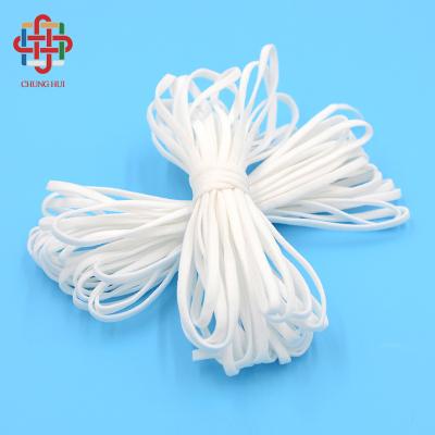 China Factory Elastic Soft Elastic Band Flat Earloop Polyester Spandex Elastic Band Rope 3mm 3.5mm 5mm Round For Mask Kn95 for sale