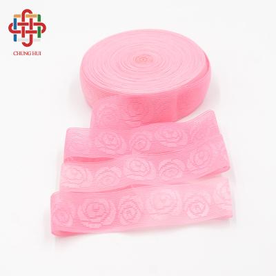 China Factory Sexy Mesh Jacquard Elastic Band Lace Embroidery Picot Elastic Crochet Lingerie Underwear Trim Fabric for sale