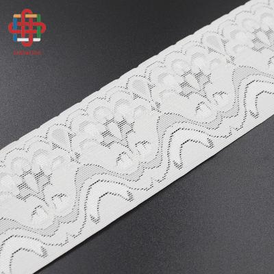 China Wholesale 7cm Lingerie Spandex Elastic White Nylon Lace Up Floral Lace Elastic Trim Band For Underwear Garment Craft for sale