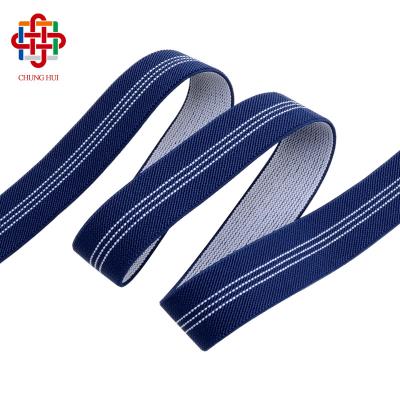 China Factory Stripe Elastic Webbing Knit Twill Woven Strap Nylon Elastic Band For Sportswear Sofa Stretch Belt for sale