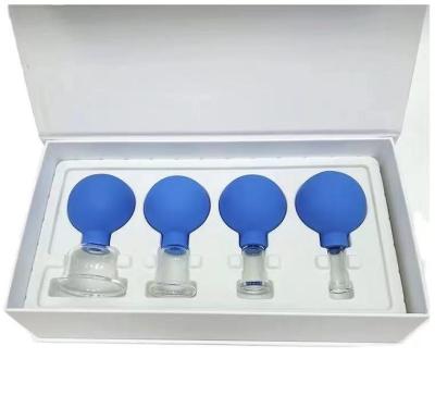 China 4Pcs Face Neck Leg Vacuum Glass Chinese Health Care Shaping Plastic Rubber Cup Head Therapy Suction Cup Set Masajeador Health Care for sale