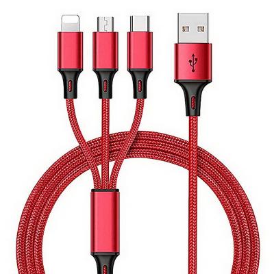 China Wholesale USB Fast Charging Cable 3 In 1 Usb Tipo C Fast Charging Nylon Woven Data Cable Usb Cable For Smart Phone for sale