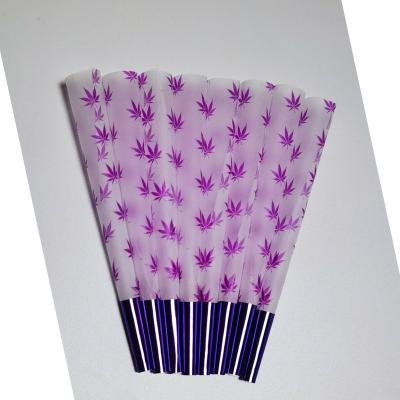 China Cones Pre Rolled Leaf Design King Size Pre Rolled Cone Purple 109x26mm Pre Rolled Cones for sale