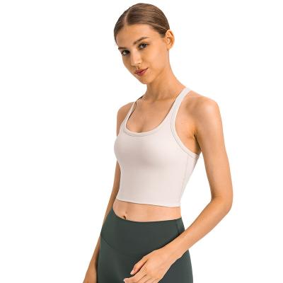 China High Quality Custom Breathable Cross Back Fitness Yoga Halter Gym Private Label Stretch Sports Bra Tops for sale