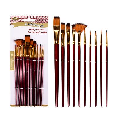 China 10pcs Oil Painting Two Color Brush Set Watercolor Brush Nylon Paint Brush for sale