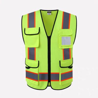 China Multifunctional Water Proof Custom Warning Reflective High Visibility Safety Vest Yellow With Pocket for sale