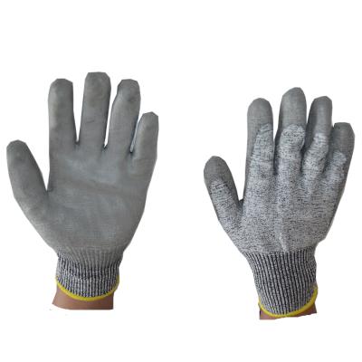 China Stop Puncture Industrial Grade PU Coated Cut Resistant Glove For Sale for sale