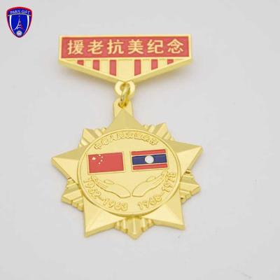 China Europe Custom Return Award Military Military Swing Metal Memorial Gold With 3D Army Logo for sale