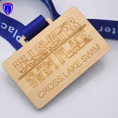 China Custom Solid Wood Wood Based Medals Panel Medals From Europe Laser Engraving LOGO On Natural Medals for sale