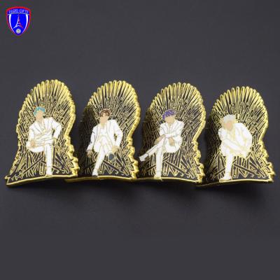 China 2019 Europe OEM gold plated kpop lapel pin custom hard enamel custom logo for gift for sale