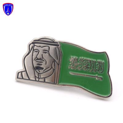 China Wholesale Custom Europe Magnet Metal Pin National Day Saudi Arabia Flag Brooch Pin Badge With Magnet for sale